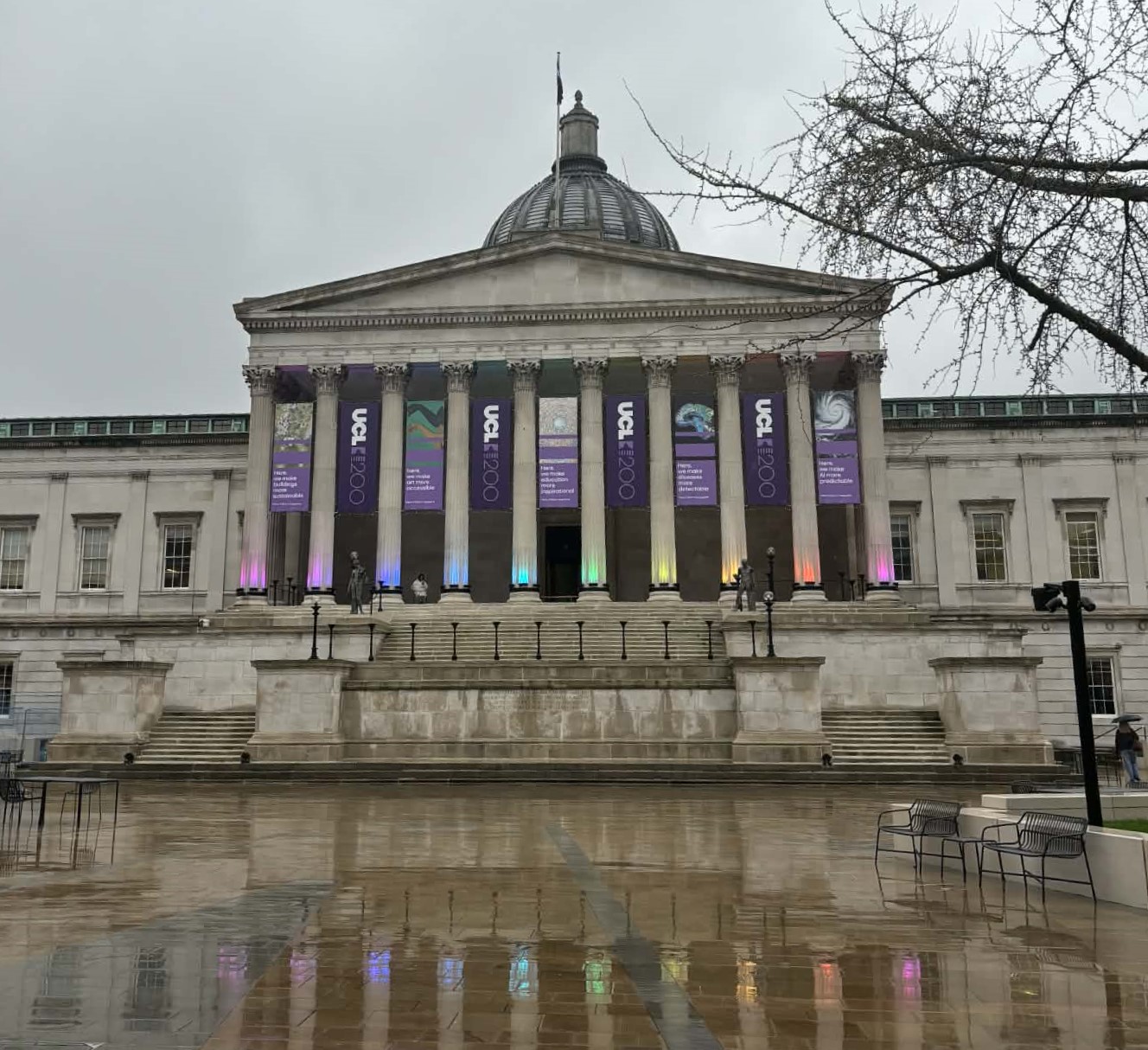 picture of UCL main building in the rain
